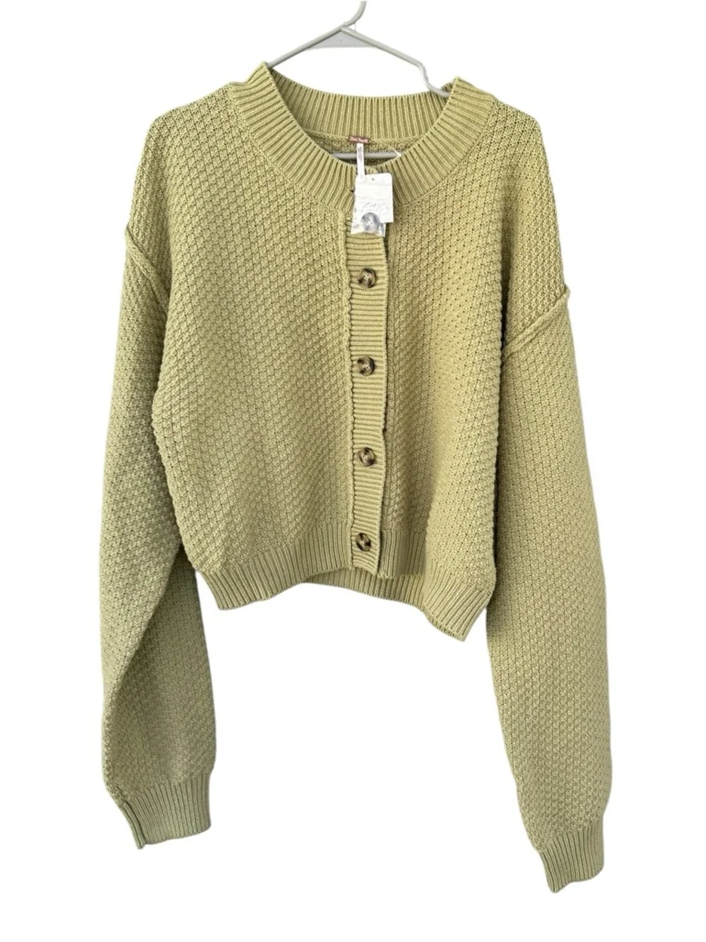 NWT Free People Lila Cardigan Sweater - Size Large - Green - Whispering Willow